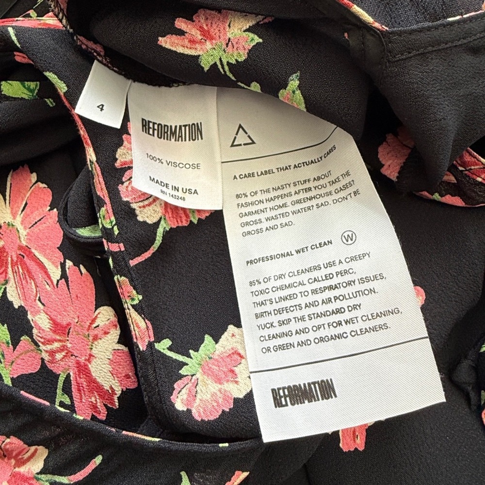Reformation Womens Dark Floral Back Cutout Midi Dress Size 4 Romantic Cottage - Picture 9 of 10